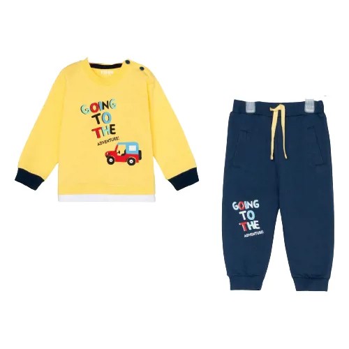 Комплект для мальчика (кофточка, штанинки), жёлтый/синий, рост 74-80