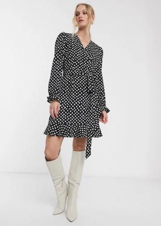 Платье мини в горошек с запахом Essentiel Antwerp-Черный