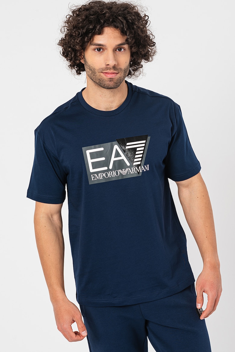 Хлопковая футболка с логотипом Ea7, синий