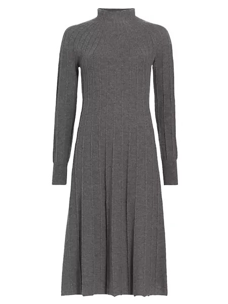 Платье миди из смесовой шерсти с воротником-стойкой и воротником-стойкой Piazza Sempione, серый