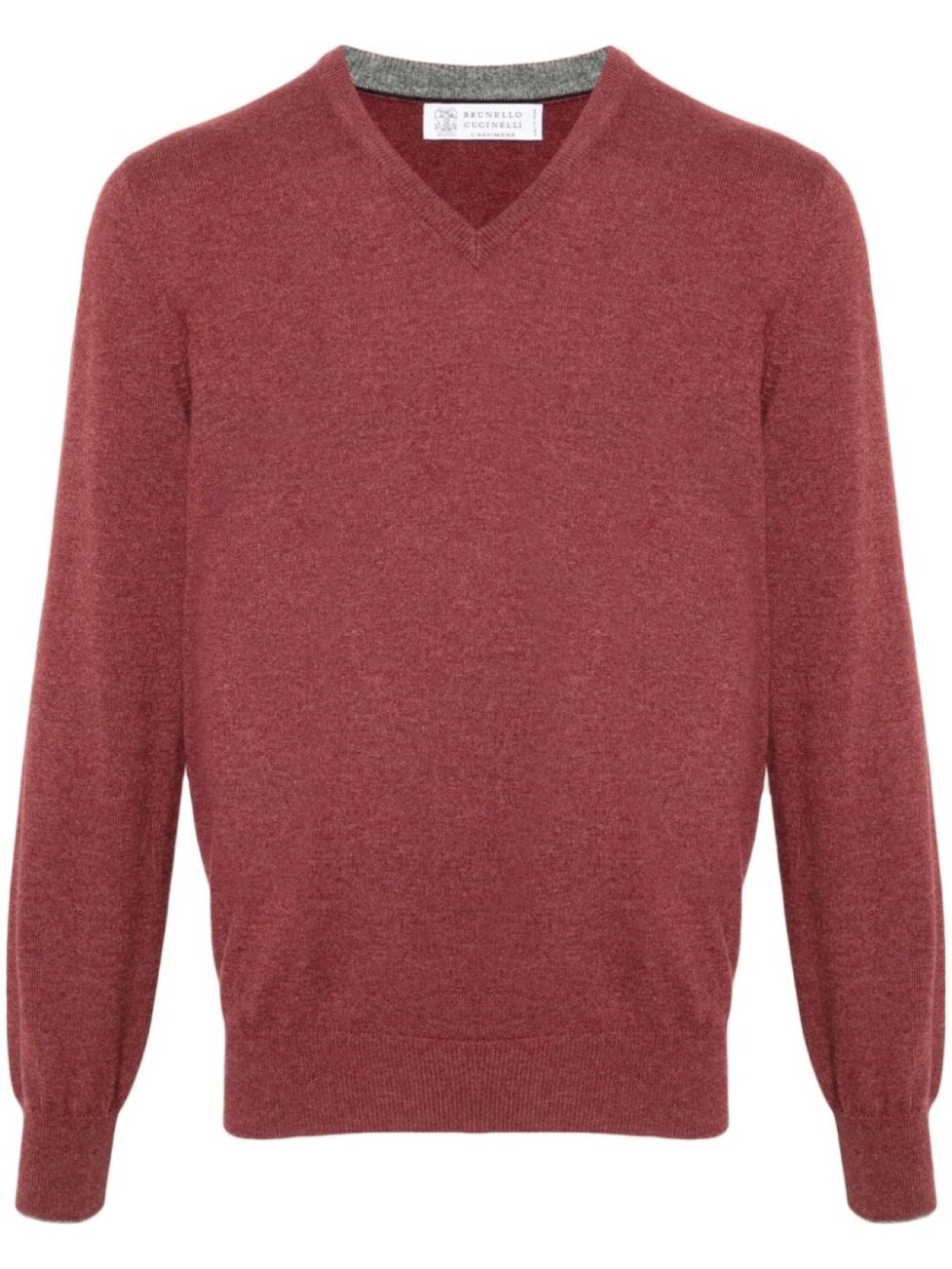 Brunello Cucinelli кашемировый джемпер с V-образным вырезом, красный