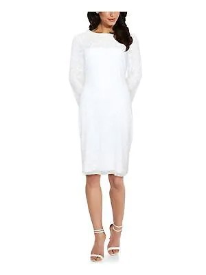 ADRIANNA PAPELL Женское торжественное платье-футляр с белой подкладкой и длинными рукавами 10