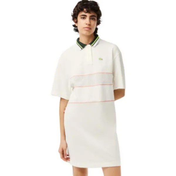 Платье с короткими рукавами женское белое Lacoste