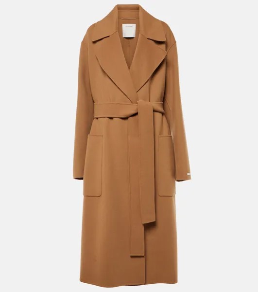 Пальто Veleno из натуральной шерсти с поясом Sportmax, коричневый