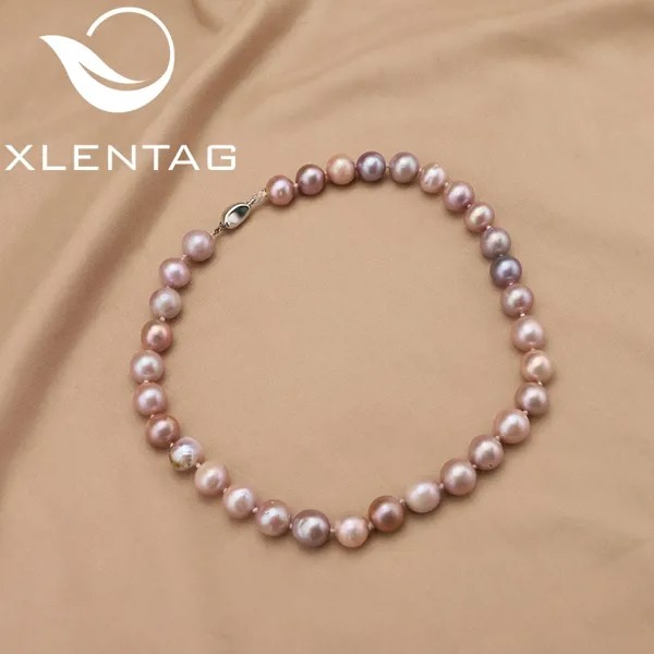 XlentAg ожерелье из натурального пресноводного жемчуга для женщин 2021 новый кулон ювелирные изделия цепочка для свитера ожерелье на шею GN0397