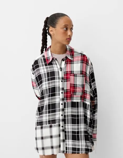 Рубашка в клетку beershka x beetlejuice большого размера Bershka, мультиколор