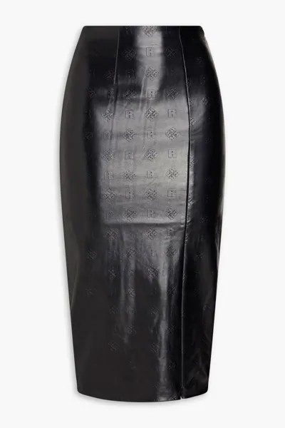 Юбка-карандаш миди из искусственной кожи Leeds с тисненым логотипом Rotate Birger Christensen, черный