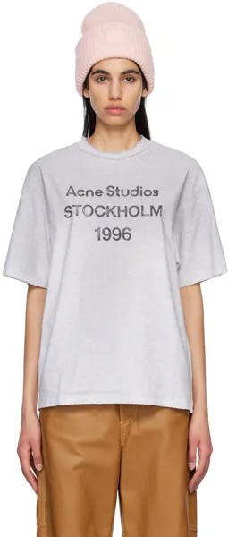 Серая футболка с принтом Acne Studios