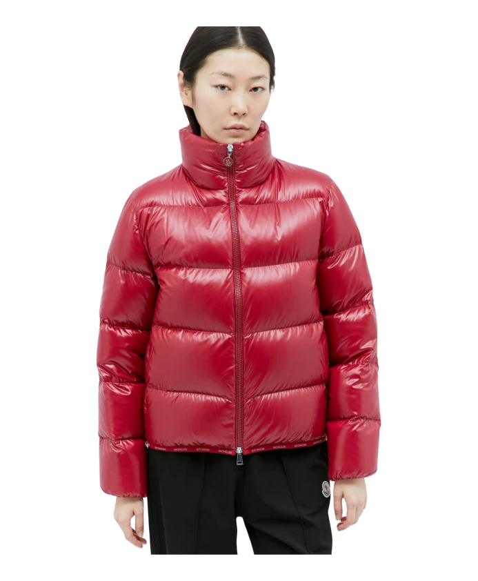 Утепленный пуховик с воротником стойкой Moncler, красный