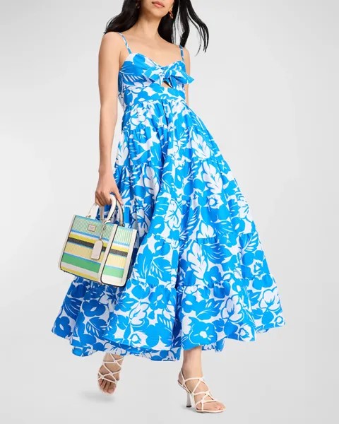 Ярусное платье макси Irene с цветочным принтом kate spade new york, цвет Riverside/Fresh White