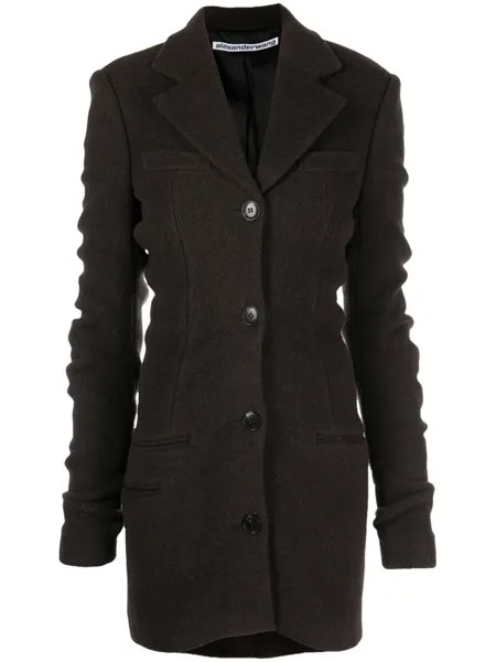 Alexander Wang ruched sleeve wool-blend jacket, коричневый