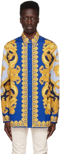 Синяя рубашка Barocco 660 Versace