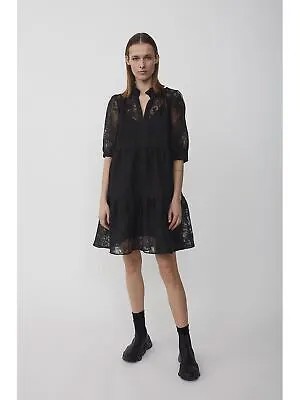 Женское черное кружевное мини-платье JUST с разрезом на локтях XS