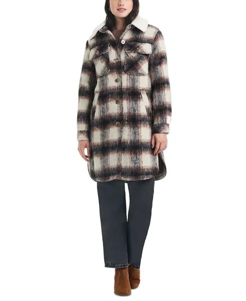 Женская клетчатая куртка с флисовым воротником Vince Camuto, цвет Autumn Barn Plaid