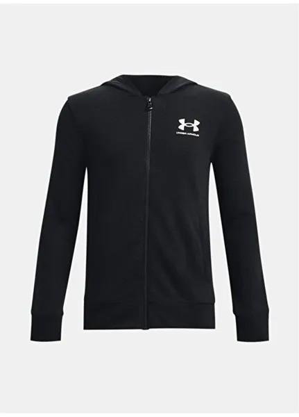 Толстовка Black Boy Hooded Long Sleeve Loose Cut Plain 1377250-001 UA Rival Terry FZ Hoodi Under Armour, черный