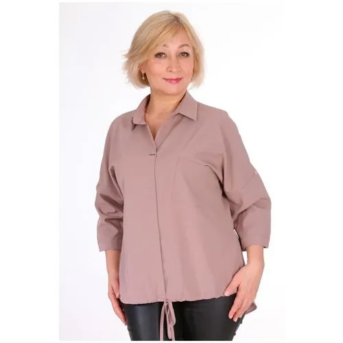 Блуза  H.T.H., классический стиль, свободный силуэт, укороченный рукав, размер 48, розовый, коричневый