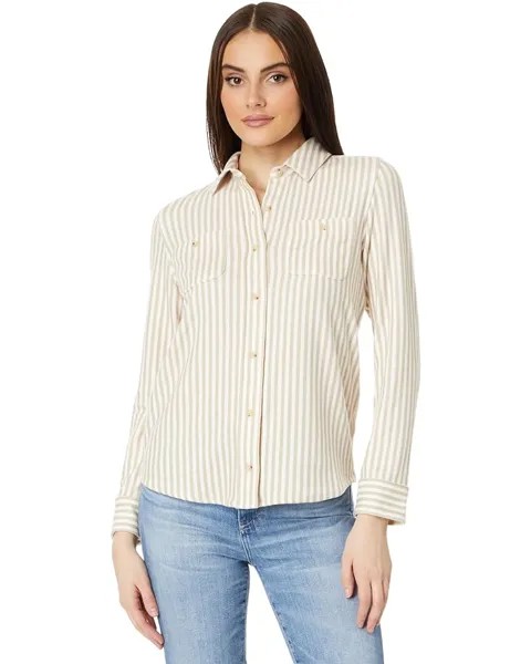 Рубашка Faherty Legend Sweater Shirt, цвет Tannin Stripe