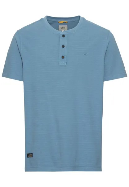 Лонгслив Camel Active Kurzarm Henley aus reiner Baumwolle, синий