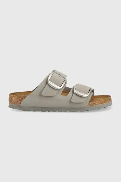 Замшевые шлепанцы Arizona с большой пряжкой Birkenstock, серый