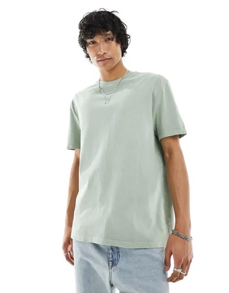 ASOS DESIGN – плотная футболка свободного кроя размытого зеленого цвета