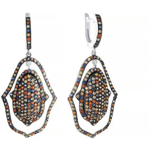 Серьги ELEMENT47, серебро, 925 проба, циркон