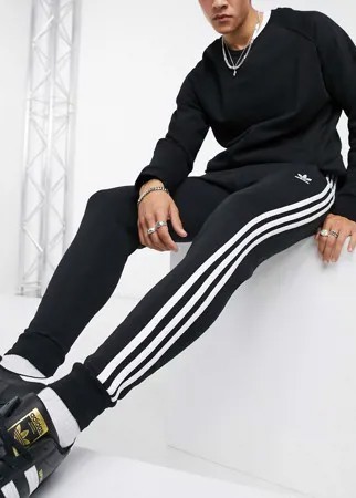 Черные джоггеры скинни с тремя полосками adidas Originals adicolor-Черный