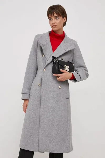 Пальто из тонкой шерсти DKNY, серый