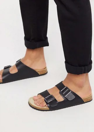 Черные сандалии с пряжками ASOS DESIGN-Черный цвет