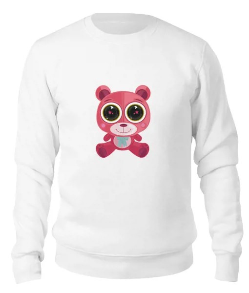Свитшот унисекс Printio Розовый мишка (bear) белый S