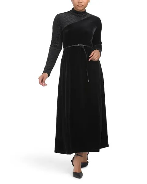Платье макси с воротником-стойкой Anne Klein, черный