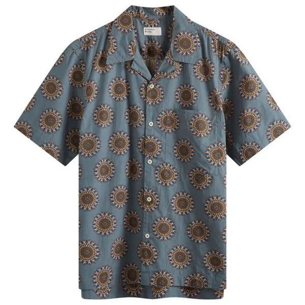 Рубашка с коротким рукавом Universal Works Regal Print Camp Shirt, цвет Smoke Blue