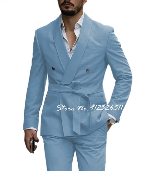Мужская одежда смокинг для жениха шаль отворот приталенный однотонный мужской костюм для мужчин 2 предмета (куртка + брюки + ремень)