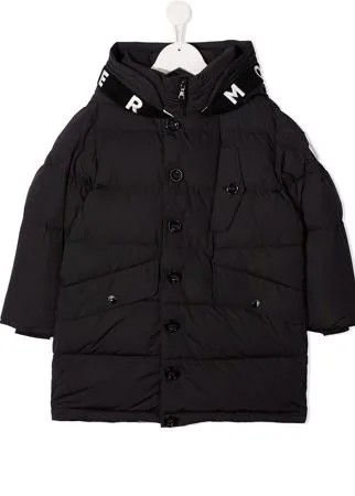 Moncler Enfant пальто с капюшоном и логотипом