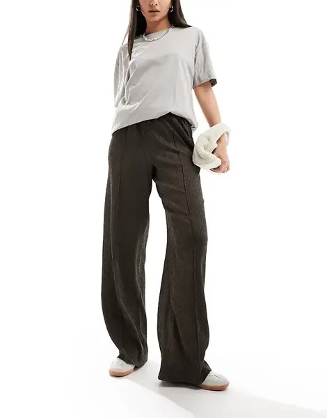 Брюки Asos Design Textured Wide Leg, хаки