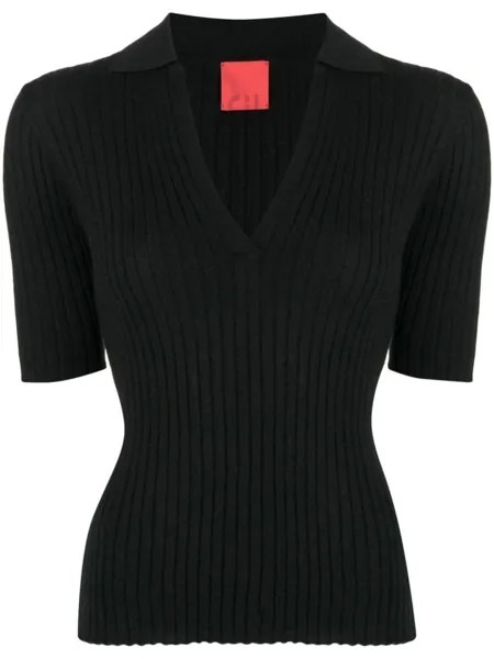 Cashmere In Love рубашка поло Summer с V-образным вырезом, черный
