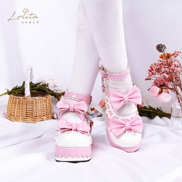 Туфли с круглым носком для косплея принцессы, милая японская кружевная обувь в форме сердца в стиле 
