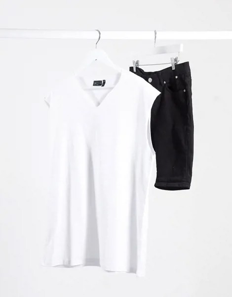 Белая oversized-майка с разрезом на вороте ASOS DESIGN-Белый
