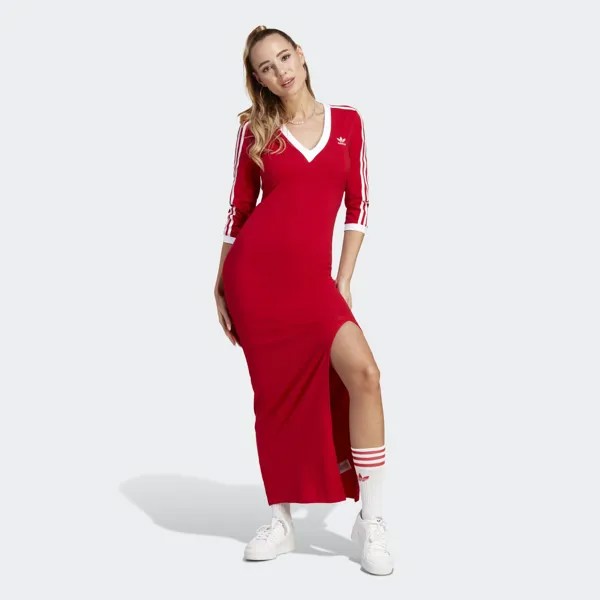 Платье макси с 3 полосками Adicolor Classics Adidas, цвет Better Scarlet
