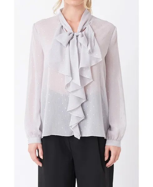 Женская блузка с рюшами и завязками endless rose, серебро