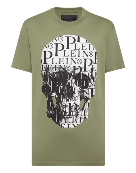 Футболка Круглый вырез SS Принт Череп Philipp Plein, цвет Military