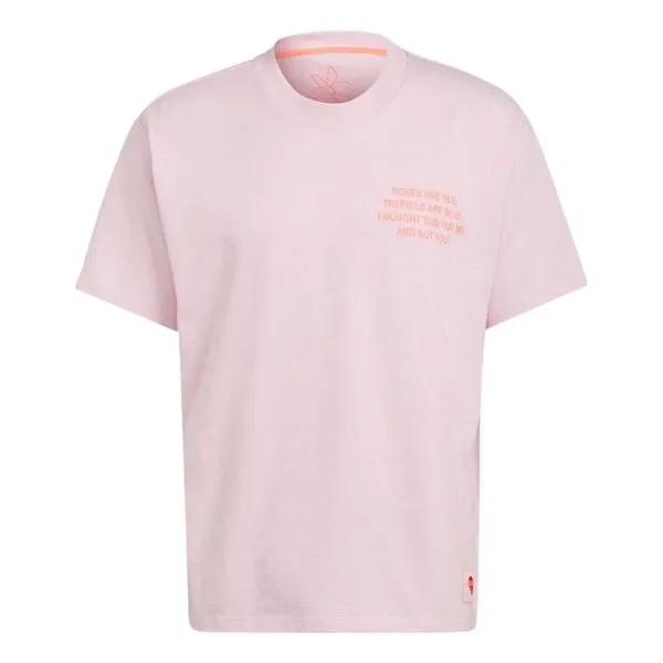 Футболка Adidas originals Alphabet Printing Round Neck Pullover Short Sleeve Pink T-Shirt, розовый