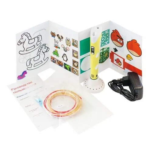 3D-ручка SUPER 3D PEN-2 PLUS (трафареты+коврик) желтый