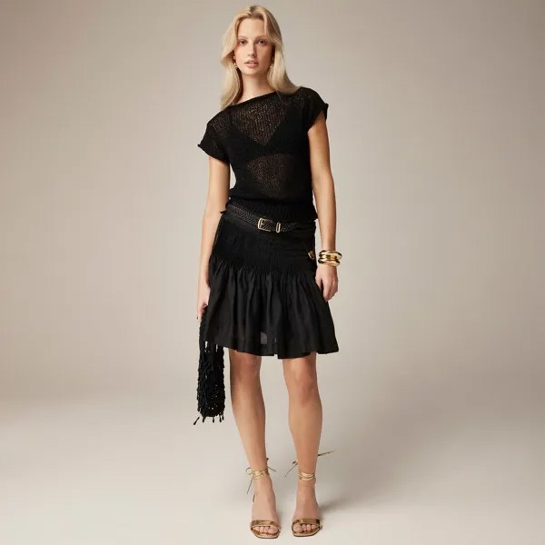 Мини-Юбка с бантом и защипами из рами J.Crew, черный