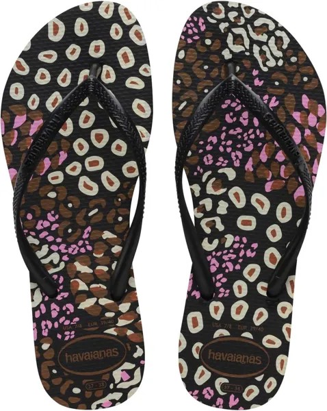 Шлепанцы Slim Animals Flip Flop Sandal Havaianas, цвет Black/Pink Lemonade