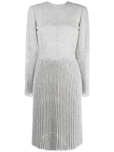 Ermanno Scervino ажурное платье с поясом, серый