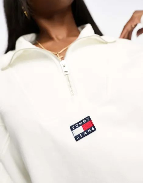 Белый свитшот свободного кроя на молнии 1/4 Tommy Jeans