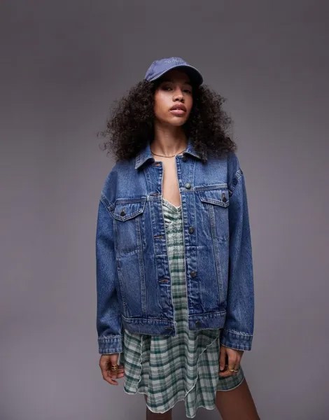 Topshop – синяя джинсовая куртка оверсайз