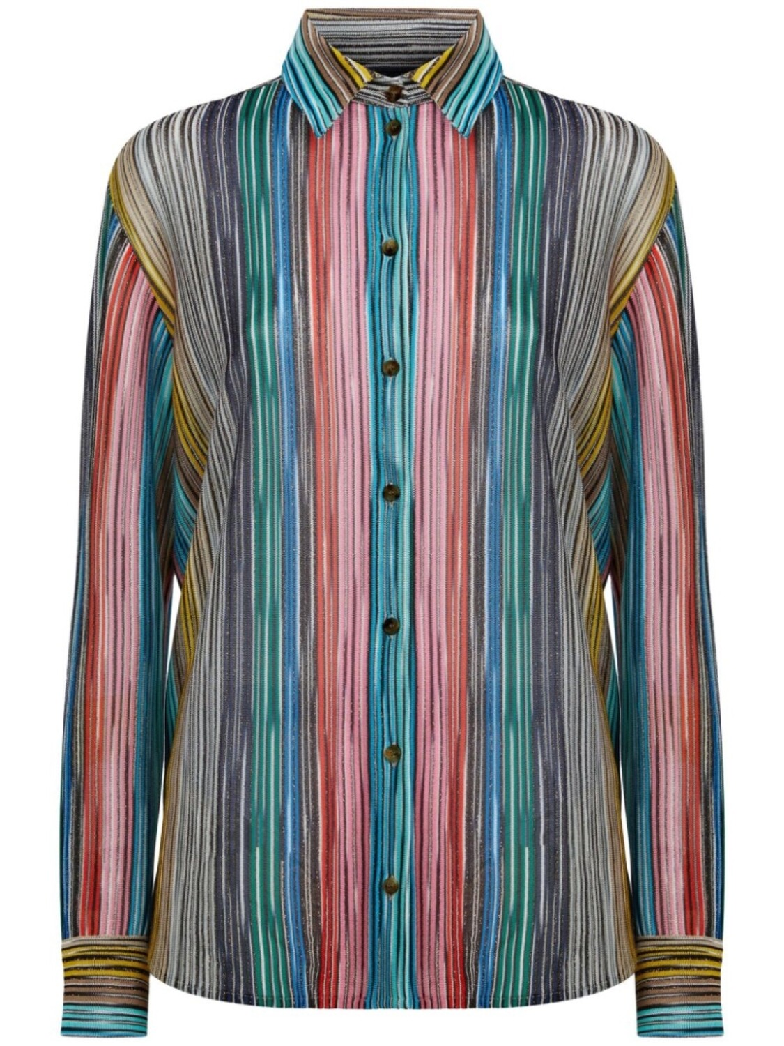 Полосатая трикотажная рубашка Missoni в рубчик, синий