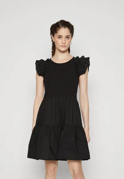 Дневное платье RUFFLE MIXED MEDIA MINI GAP, цвет black
