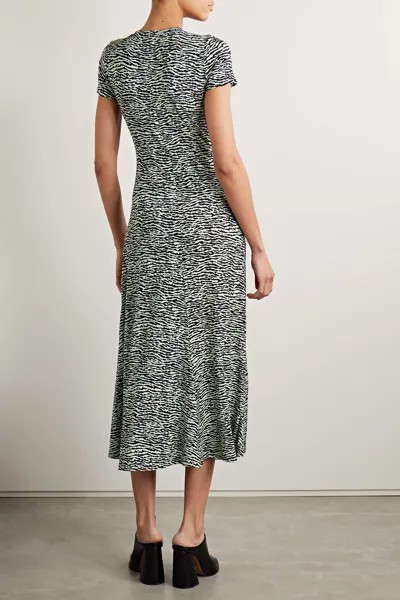 PROENZA SCHOULER WHITE LABEL платье миди из джерси с зебровым принтом, черный